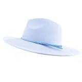 Wildleder-Hut, Gürtel, Zubehör, breite Krempe, Fedora-Kappe für Damen und Herren, Filz, Jazzhüte, klassische Chapeau Femme, 4, M55-58cm