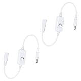 Tunejoy LED Streifen Touch Dimmer Einfarbiger LED Touch Inline Dimmer Schalter mit 5,5 mm Stecker DC 12V-24V 2A für Einfarbige LED Lichtleisten 2 Stück