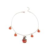 Izpack Halloween-Kürbis-Choker-Halskette für Frauen, Geisterlächeln, Gesicht, Hexenhut, Charms, Halsketten, Mode, Festival, Party, Schmuck, Geschenke, Urlaub