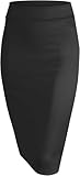 Print Bleistiftrock mit separatem Gummizug Taille Damen Midi Länge Rock Knielang Damen Rock EU 34-48 (as3, Numeric, Numeric_46, Numeric_48, Regular, Regular, Schwarz)