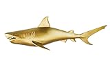 Licht-Erlebnisse Wanddeko Maritim Hai Fisch 105 cm lang XXL aus Metall in Gold Handarbeit Wand Deko Wandfigur Wohnzimmer Esszimmer