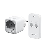 TESSAN Funksteckdosen mit Fernbedienung, Reichweite 30,5M Schaltbare Steckdose mit Handsender, Ferngesteuerte Stecker für Innendekorationen, Haushaltsgeräte und Lampe, 2300W, Weiß