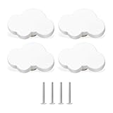 LONZIKP 4 pcs Wolkenform Schubladenknöpfe Möbelknäufe, Cartoon Form Weicher Kleber Knöpfe für Kinder, für Schrankgriff Schubladen Knöpfe, Kinderzimmer Schränke, Toy Organizer Box (Weiß)