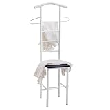 CARO-Möbel Herrendiener JIVO Stummer Diener Kleiderständer in weiß/schwarz, 121 cm, Garderobe mit Hosenbügel