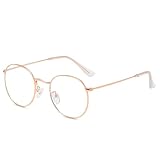 LNTICB® Blaulichtfilter Brille Damen Herren Computerbrille Gaming Blaulichtbrille Unisex Austauschbare Linse Ohne Stärke Retro Rund Superleichte Metallrahmen Anti Müdigkeit