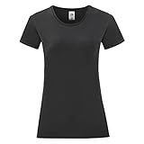 Fruit of the Loom Ikonisches T-Shirt für Damen, Schwarz , Small