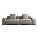 ZHCHAO Vintage Holz-Skelett-Tofu-Blocksofa, Leder und Kunstfaser, Sektionalsofa, 280 x 100 x 63 cm, Farbe: D