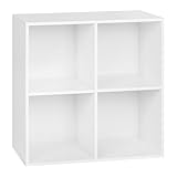 WOLTU Bücherregal, Würfelregal 4 Fächer, Standregal Weiß, freistehendes Büroregal Aktenregal, Aufbewahrungsregal 59,6x59,8x29 cm (BxHxT), SK002ws2