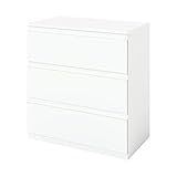 Liink1Ga Komodenschrank für Schlafzimmer 70 cm Breit Kommode Weiß mit 3 Schubladen/Nachtkasten Schubladenkommode Kommode&Sideboard Komoda Weiss für Büro Wohnzimmer Schlafzimmer Flur Möbel/70x40x75CM