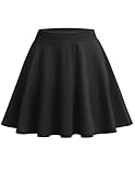 Zeagoo Damen Rock A Linie Kurzer Rock Basic Solid Dehnbaren Skater Rock Herbst Rock Minirock Schwarz M