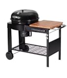 Tarrington House Holzkohlegrill Calgary mit Rollen, Stahl/Eukalyptusholz, Entlüftungssystem, hitzebeständige Griffe, inkl. Zubehörhaken & Flaschenöffner, Deckel mit Thermometer