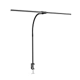 GAEFURY Schreibtischlampe LED Dimmbar,Augenschutz Schwanenhals Büro Tischlampe,Doppelkopf Klemmbar für Homeoffice,Monitor Lampe Schwarz mit 5 Farbtemperatur-Helligkeitsstufen