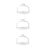 FONDOTIN 3st Kuchendeckel Kuchen Mit Deckel Käseglocke Kuppel Kuchenblech Cupcake-ständer Runder Kuchen Cupcake-Halter Mit Deckel Kuchenform Aufbewahrung Cupcake-Turm Teller Keramik Weiß