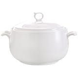 Muzrunq Suppenterrine, 3000 ml, runde Keramik-Servierschüsseln mit Deckel, hitzebeständige Suppenschüsseln mit Griffen, mikrowellengeeignet, für Restaurant, Zuhause, Küche, Küche, Terrine aus Keramik