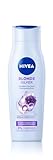 NIVEA Blonde Silver Farbglanz Shampoo (250 ml), Silbershampoo frischt blondes, silbernes & graues Haar auf, pflegendes Haarshampoo mit Kornblumenextrakt und Biotin