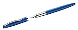 Pelikan Füller Jazz Noble, Saphire (Blau), für Rechtshänder und Linkshänder, eleganter Metall-Patronenfüller, Feder M, in Faltschachtel, 821728
