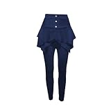 Damen-Yogahose, Bauchkontrolle, Jogginghose, knielang, gefütterte Leggings mit Rock, Winter, warme Rock-Leggings für Damen, zum Herunterrollen, navy, 3XL