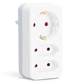 Aigostar Steckdosenadapter 3-Fach mit Kindersicherung Mehrfachsteckdose Tragbar für Steckdose (Weiß Grau)
