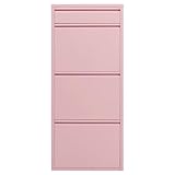 Kare Design Schuhschrank Caruso, Rosa, Stahl, mit 4 Klappen, Schuhablage für 6 Paar Schuhe, schmal, platzsparend, hoch, Schuhregal, Eingangsbereich, 115x50x15 cm (H/B/T)