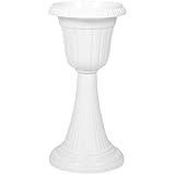 Happyyami Vintage Blumentopf Amphore Blumenvase Pflanzpokal Blumenspindel Blumenständer Blumensäule Deko Vase Trophäe Römischer Topf Pflanz Pokal Rustik Antik Garten Hochzeit Dekoration Weiß