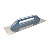 DEWEPRO® Schweizer Glättekelle - Glättkelle - Aufziehplatte - Aufziehglätte - Edelstahl 480x130mm -gezahnt 6x6mm - Zahnglättekelle