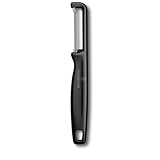 Victorinox Sparschäler 'Iota', Schäler für Gemüse, Obst, Zackenschliff, Zweischneidig, Extra Scharf, Swiss Made, schwarz