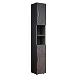 Vicco Badschrank Irma, Badezimmerhochschrank, Anthrazit Hochglanz, 30 x 192 cm