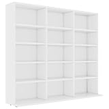 vidaXL CD Regal mit 15 Fächern DVD Bluray Medienregal Medienschrank Aufbewahrung Standregal Regalwand Bücherregal Weiß 100x23x89,5cm Holzwerkstoff