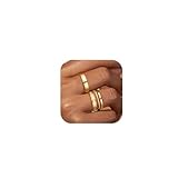 FUNEIA 3 Stück Ringe Gold Silber Set Damen Frauen 14K Vergoldete Wasserfest Ring mit Zirkonia Stapelringe Fingerringe Daumenring Goldene Silber Ring Statement Eheringe Modeschmuck
