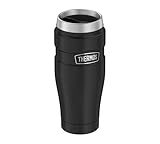 Thermos STAINLESS KING Thermobecher aus Edelstahl schwarz matt 0,47l - Coffee to Go Becher, absolut dicht, spülmaschinenfest, 7h heiß & 18h kalt, mit Haken für Teebeutel, BPA-frei