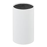 Relaxdays Messerblock unbestückt mit Borsten, ohne Messer, für 8 Messer aller Art, Messerhalter HD 18x11cm, weiß-schwarz