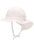 Sterntaler Sonnenhut - Unisex Sommerhut - UV-Schutz 50+ Mütze mit breiter Krempe und Größenregulierung - Nackenschutz - Bindebänder - Baby und Kinder Kopfbedeckung aus Popeline (Bio) - weiß, Größe 43