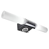 B.K.Licht - Spiegelleuchte Bad mit Steckdose, warmweiße Lichtfarbe, Kippschalter, Badezimmerlampe, Spiegellampe Bad, Lampe Badezimmer, Badlampe Wand, Wandlampe Badezimmer, 44,5x6x11 cm, Chrom