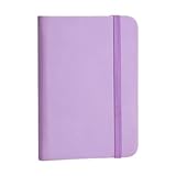 Amagogo Taschennotizbuch, liniert, Notizblock, 11 cm x 7,5 cm, tragbar, Notizen machen, Geschenk, A7-Notizbuch, Notizheft aus PU-, Tagebuch, Notizbuch, Lila