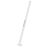PROREGAL Sprossen-Seilzugleiter mit Standard-Traverse 2x21 Sprossen | Leiter, Teleskopleiter, Trittleiter, Bockleiter, Sprossen-Doppelleiter