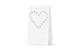 Goodymax 10 Lichttüten Herz (15 x 9 x 26 cm) Luminaria Candle Bag Lichtertüte Dekolicht Papier Laterne