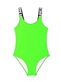 SERENYOU Mädchen Einteiliger Badeanzug Sommer Bademode Verstellbare Schultergurte Schwimmanzug Neon Grün 140-146, Größe 9-10