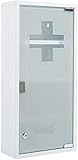 Zedelmaier Medizinschrank Apothekerschrank Hausapotheke Arzneischrank abschließbaraus Edelstahl 4 Fächer mit Glas Tür 57 x 27 x 12 cm (Weiß - 4 Fächer)