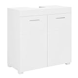 FOREHILL Waschbeckenunterschrank weiß Unterschrank Badezimmerschrank mit 2 Türen und 2 Ablagen, 60x31x60cm, für Badezimmer