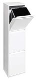 ARREGUI Basic CR301-B Mülltrennsystem aus Stahl | 3 Fächer Mülleimer für die Küche | 3 Fach Abfalleimer | 3x17L (51L) | Herausnehmbare Inneneimer mit Griff | Recycling Schrank für Mülltrennung | weiß