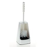 Kela Klobürste mit Behälter halbseitig geöffnet, Toilettenbürste, WC Bürstengarnitur Levin, Kunststoff, weiß, 38 cm
