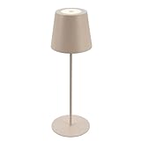BRILONER - LED Tischlampe kabellos mit Touch, dimmbar in Stufen, höhenverstellbar, Nachttischlampe, Leselampe, Campinglampe, Tischleuchte, Akku Lampe, Outdoor Lampe, 36x10,5 cm, Beige
