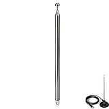 Tragbare Radio Antenne Ersatz 7-Sections 110cm Teleskopantenne Kompatibel mit TV ATSC DVB-T DVB-T2 Tragbarem Innenradio Bluetooth-Stereoempfänger AV-Audio Vedio-Heimkinoempfänger(1 Stück)