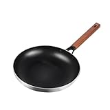 Folpus Bratpfanne, Steakpfanne, antihaftbeschichtet, mit langem Griff, Eierbratpfanne, Schmorpfanne für Küchenrestaurant, elektrischer Gasherd, Durchmesser 34.5cm