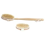 TEHAUX 2 Stück Massage Badeschwämme aus Holz mit Abnehmbaren Borsten Praktische Rücken und Körperbürsten für Gründliche Reinigung und Haushaltspflege mit Aufhängeschlaufe und Handschutz