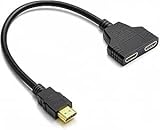JeeGoWooss HDMI-Splitter, 1-in-2-Out-Kabel-Adapter, Splitter, 1-in-2-Out-HDMI-Splitterkabel, 1080p Stecker auf Dual-Buchse, 1 auf 2-Wege-Verteiler für TV, HDMI HD, LED, LCD, DVD, Plug and Play