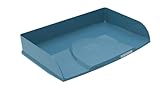 Exacompta - Ref. 10570D - 1 horizontaler Briefkorb Combo Styli Autentik - zum Abheften von Dokumenten im Querformat - mit Etikettenhalter - stapelbar - Maße: 25,5 x 36,5 x 6,5 cm - blau grau