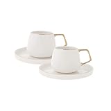 KARACA Saturn Kaffeetasse Für 2 Personen, Teetassen, Porzellan, Für Kaffee, Tee, Milch, Türkisches Kaffee-Espresso-Set, Türkisch, Stilvolles Design Praktisch, Traditionelle Kaffeetasse