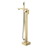 Moderne Badewannenarmatur mit Dusche, Wasserfall, Badewannenarmatur mit Handbrause mit 360° drehbarem Wasserauslass, Badewanne, Warm- und Kaltwassermischer, Messing, Stil 2