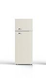 PKM GK210-2 CR Retro Kühl-Gefrierkombination | Creme | 208 L | 145 cm | 48 Liter 4 Sterne Gefrierfach | 41 dB | Freistehend